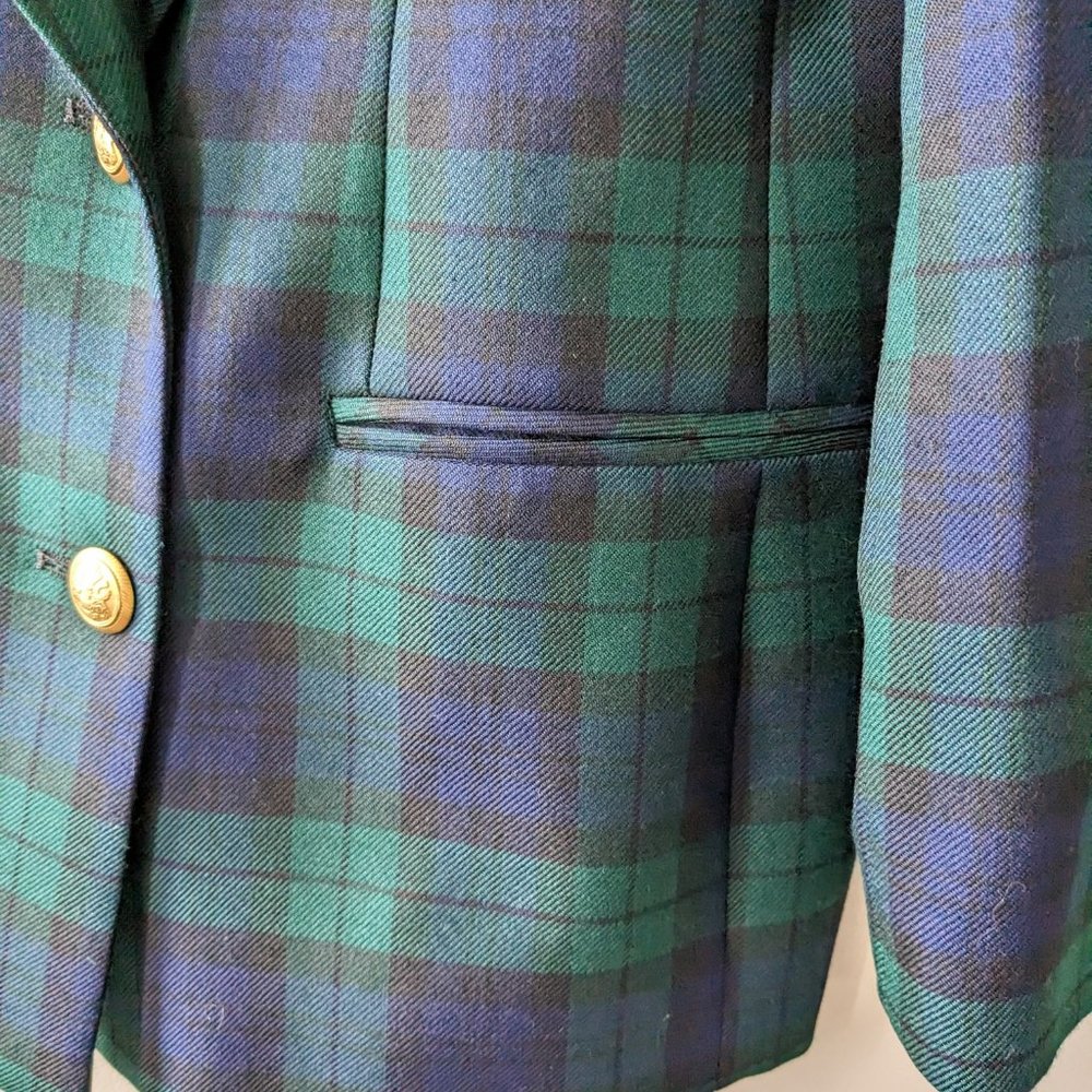 Pendleton Wool Navy/Green Plaid Longline Blazer - Picture 5 of 8
